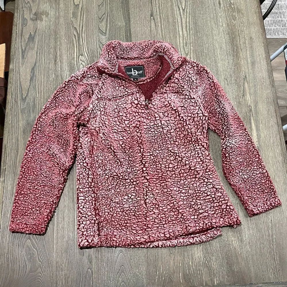 Boxercraft Jacket Sherpa Quarter Zip Fleece Pullover Long Sleeve High Neck Red M